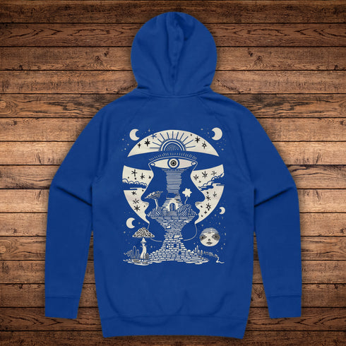 Lunar Enigma – Mystical Midweight Hoodie with Kangaroo Pocket and Raglan Sleeves